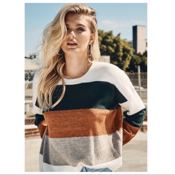 ANDREA-Broad Stripe Crew Neck Pullover Sweater - Picture 5 of 11